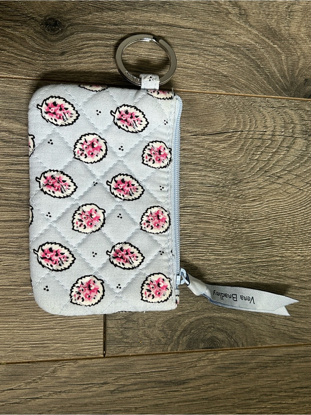 Vera Bradley Light Blue Quilted Floral Keyring Coin Purse